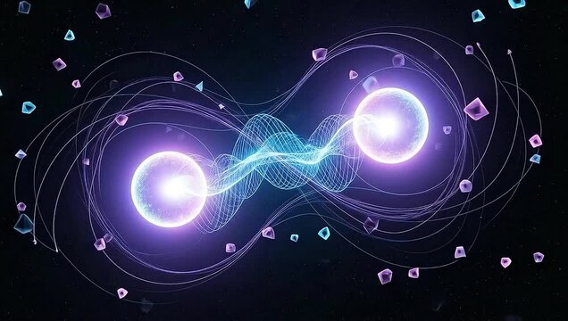 Abstract Animation of Quantum Entanglement and Particle Interaction.