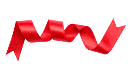 Vivid red ribbon curves against a stark black backdrop. Wavy, flowing, and elegant in form