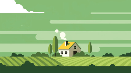 rural landscape with house © Munaroh