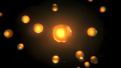 Illuminated paper lanterns float upwards into the dark night sky creating a breathtaking display of light and wonder during a special event celebration