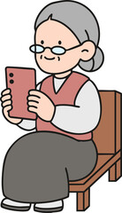 an old lady using a smartphone