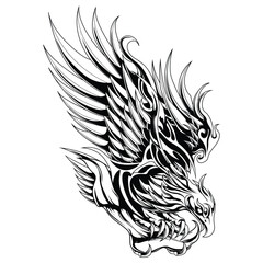 illustration garuda gold with flag
