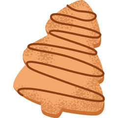 Gingerbread Cookie Shaped Like A Christmas Tree Decorated With Dark Icing And Sprinkles Isolated On A White Background