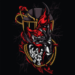 red satan with helmet motorcycle