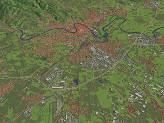 3D illustration of city and urban in Verona Italy