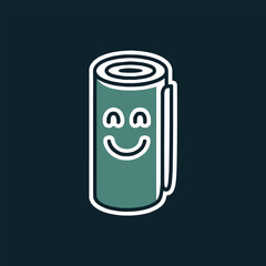 Fototapeta premium A cartoon roll of material with a smiling face on it against a dark blue background illustration