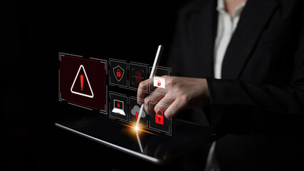 Cybersecurity threat focuses on cybersecurity, threat, and data breach with strong emphasis on...