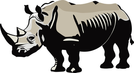 Artistic Flat Style Detailed Rhinoceros Mammal Safari Illustration