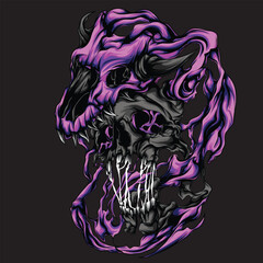 illustration skull and satan