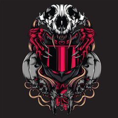 illustration skull and satan