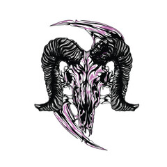 illustration skull and satan