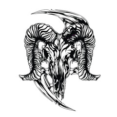 illustration skull and satan