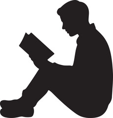 Reading Silhouette Vector | Student and Knowledge Illustration