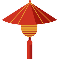 Traditional Red And Gold Chinese Lantern With Tassel And Intricate Details Hanging Isolated On White Background Studio Shot