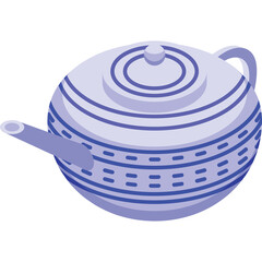 Traditional Blue And White Ceramic Teapot With Intricate Patterns Isolated On Transparent Background For Beverage Preparation