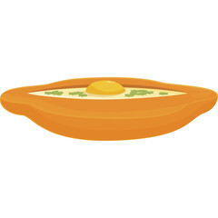Traditional Caucasian Dish Khachapuri Oval Boat Shape Dough Filled With Cheese and Egg Yolk Top View On White Background