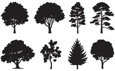 Fototapeta premium Variety of Tree Silhouettes for Ecological Studies and Design Elements