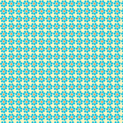 Retro Floral Seamless Pattern with Blue Petals and Orange Centers on Cream Background