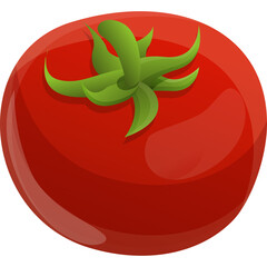 Glossy Ripe Red Tomato With Green Stem And Leaves Isolated On White Background Healthy Food Ingredient For Cooking