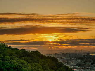 神戸岡本の高台から芦屋大阪方面の夜明け
