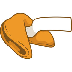 Golden Brown Fortune Cookie With White Paper Message Emerging From The Center Against A Transparent Background