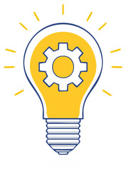 Lightbulb with Gear Inside Symbolizing Idea Generation or Problem Solving
