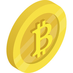 Golden Bitcoin Cryptocurrency Coin With B Symbol Isolated On White Background Digital Finance Abstract Concept
