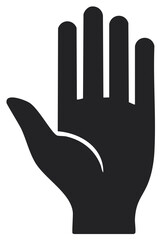 Obraz premium Simple black icon of an open hand making a stop or high five gesture