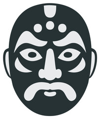Obraz premium Stylized Asian Theatrical Mask Face Illustration Cultural Performance Character Icon