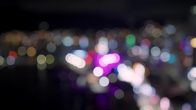 Night cityscape creating abstract bokeh lights in Busan, South Korea