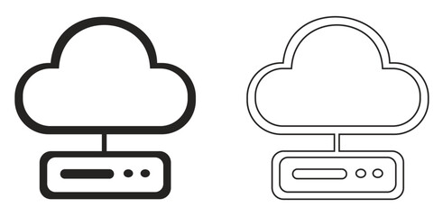 Server Database Control icon filled and outline. Vector illustration.