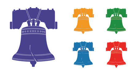 Colorful depictions of the liberty bell in a graphic style illustration © mst
