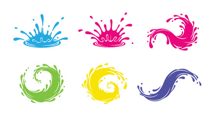Fototapeta premium Colorful splashes of liquid in various swirling and dynamic shapes