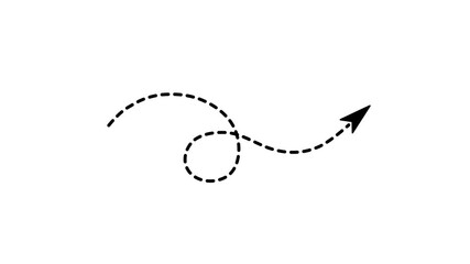 Transparent background dotted arrow animation for creative direction, progress, and motion graphic compositions.