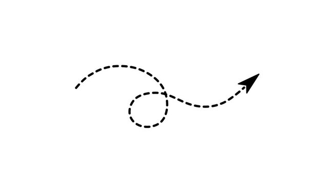 Transparent background dotted arrow animation for creative direction, progress, and motion graphic compositions.