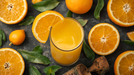 新鮮なオレンジとオレンジジュース