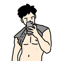 cartoon man taking selfie