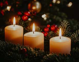 christmas candle and decorations