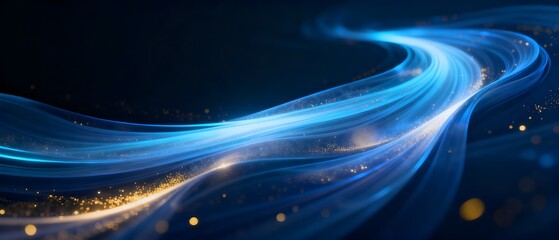Blue Gold Fluid Light Effect Tech Background, Dreamy Particle Futuristic Design Material