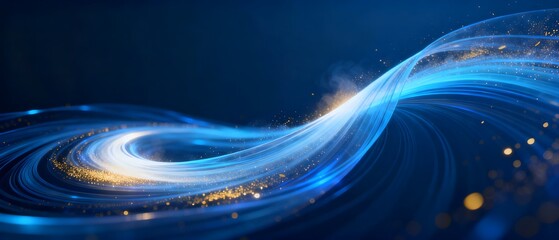 Blue Gold Fluid Light Effect Tech Background, Dreamy Particle Futuristic Design Material