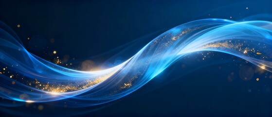 Blue Gold Fluid Light Effect Tech Background, Dreamy Particle Futuristic Design Material