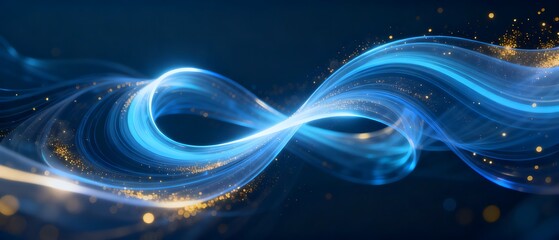 Blue Gold Fluid Light Effect Tech Background, Dreamy Particle Futuristic Design Material