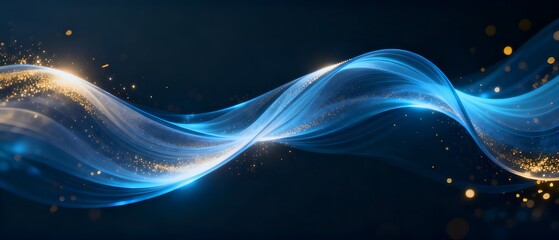 Blue Gold Fluid Light Effect Tech Background, Dreamy Particle Futuristic Design Material