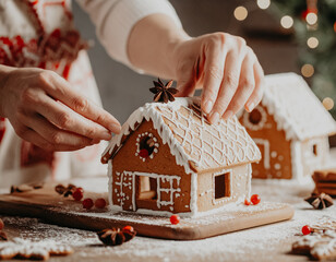 gingerbread house in hands