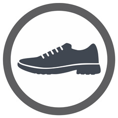 Running Shoe Icon Silhouette in Circle Frame, Footwear for Sport Workout