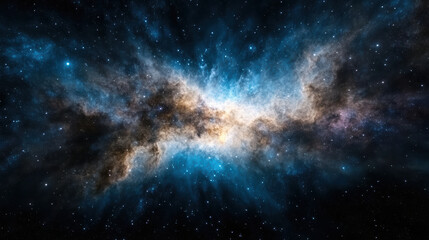 Fototapeta premium Vibrant cosmic nebula with swirling colors and stars, evoking sense of wonder and tranquility