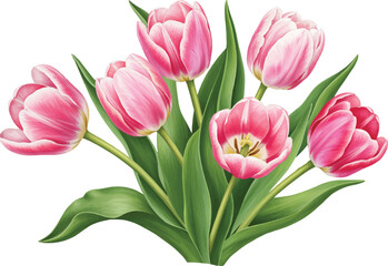 Naklejka premium Pink tulip bouquet isolated on white background