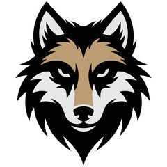 Fototapeta premium A majestic wolf head depicted in bold, strong lines, with piercing eyes. The portrait captures the essence of the wild, and resilience