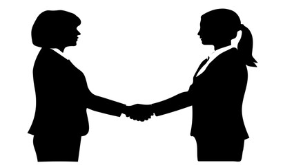 businesswoman shaking hands silhouette isolated white background