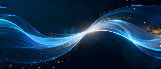Blue Gold Fluid Light Effect Tech Background, Dreamy Particle Futuristic Design Material